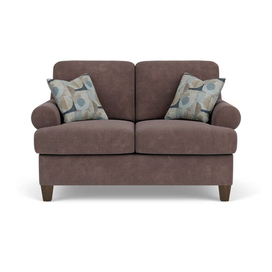 Moxy - Fabric Loveseat, T-Shaped Seat Cushion, Curved Sock Arms