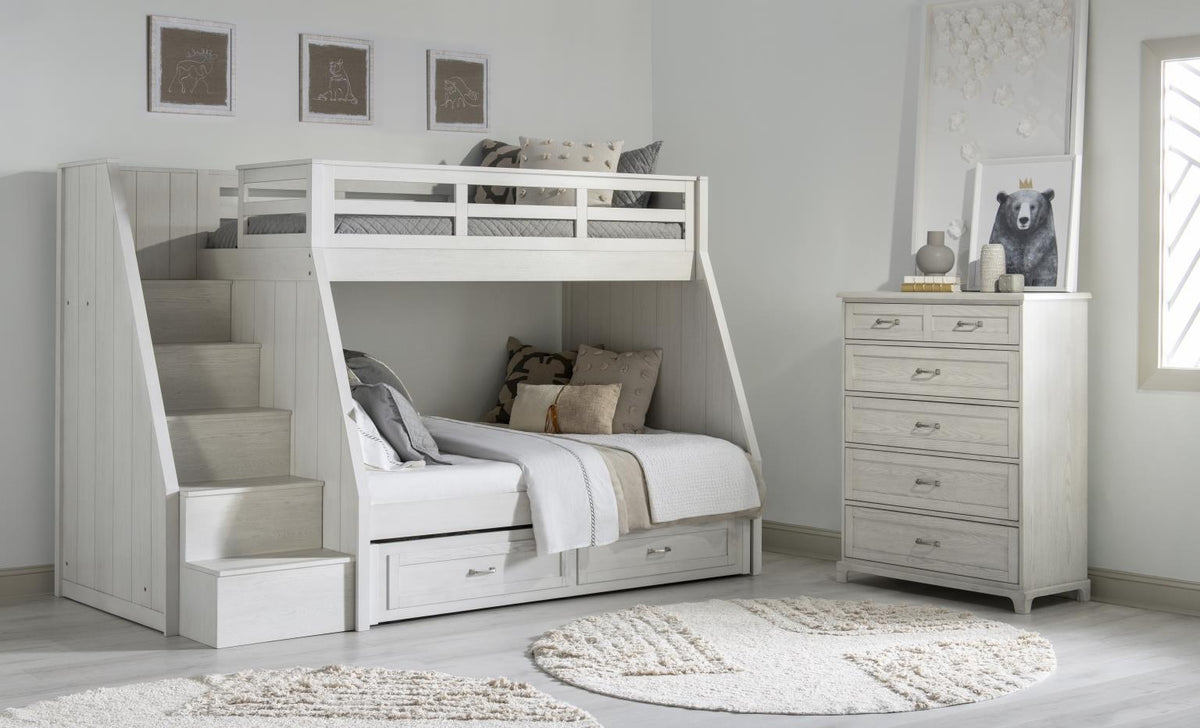Ashton - Complete Twin Over Full Bunk Bed - Bleached Linen
