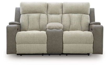 WhipLash - Power Reclining Loveseat With Console / Adj Headrest - Sisal