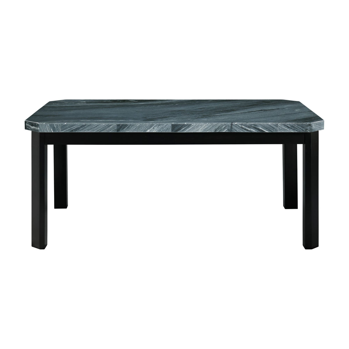 Francesca - Rectangular 5 Piece Gray PU Chairs Dining Set, Table & Four Chairs - Gray Marble