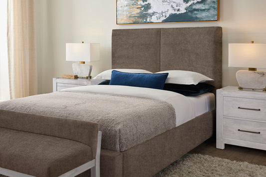 Joinery - King Upholstered Headboard - Brindle Gray / Washed White Oak
