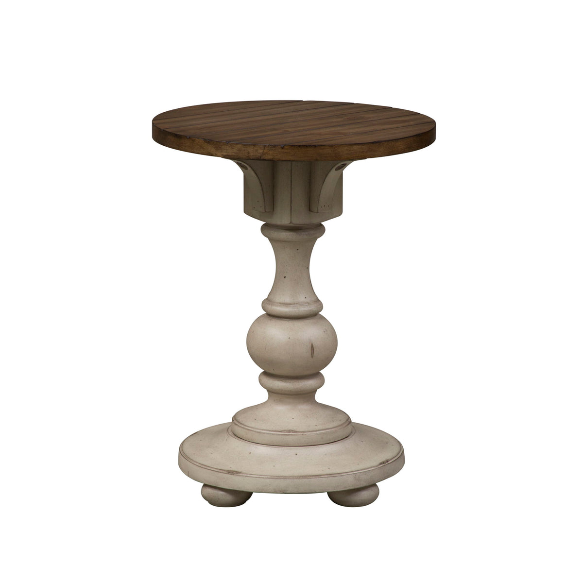 Morgan Creek - Chair Side Table - Antique White / Wirebrushed Tobacco Accents