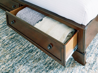 Trellington - King Sleigh Storage Bed - Brown