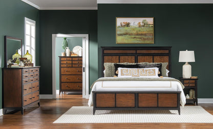 Fenmore - Complete Queen Panel Bed - Mocha And Distressed Cherry