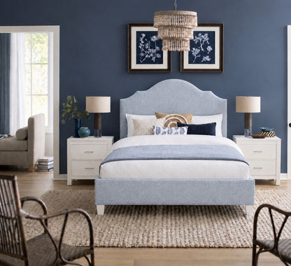Tide & Timber - Full Upholstered Headboard 4/6 - White Maple / Ocean Blue