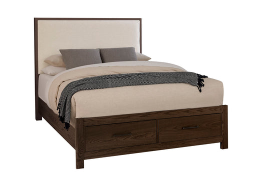 Lodge & Loft - Upholstered Headboard - Dark Oak / Ivory Cream