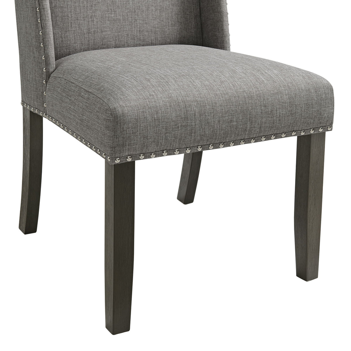 Everdeen - Side Chair With Gray Fabric and Nail Heads (Set of 2) - Charcoal
