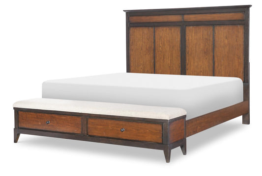 Fenmore - Queen Upholstered Storage Bench Footboard - Mocha And Distressed Cherry