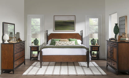 Fenmore - Complete Queen Poster Bed - Mocha And Distressed Cherry