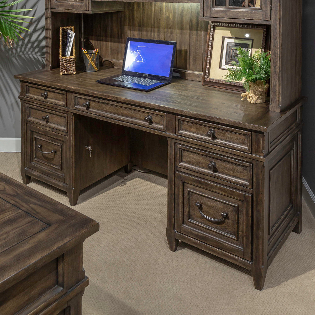 Paradise Valley - Executive Credenza Base - Saddle Brown