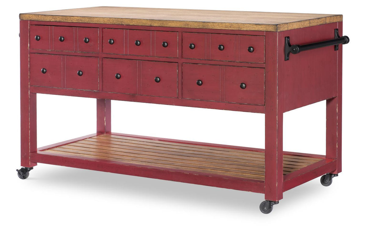 Vintage Market - Kitchen Island 6 Drawer With Casters