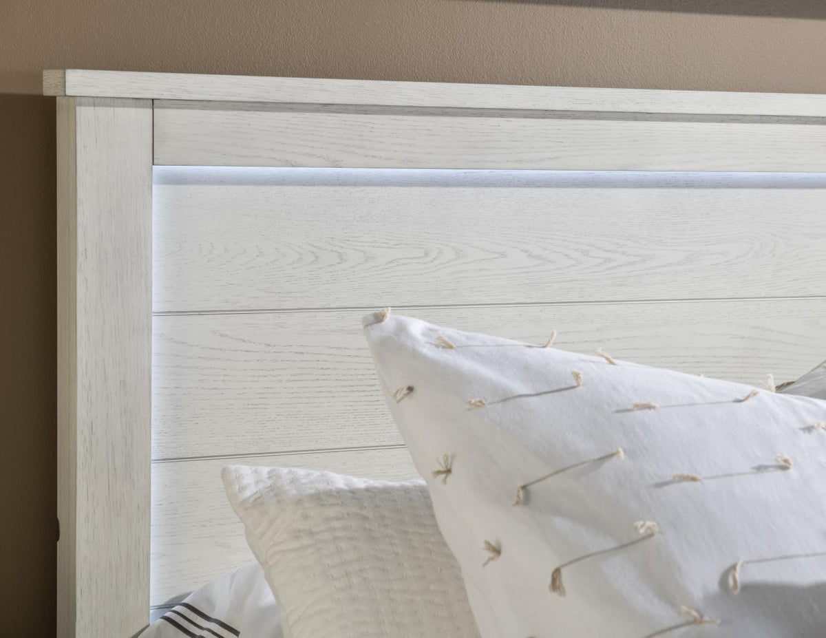 Preston - Complete Full Panel Bed - Bleached Linen