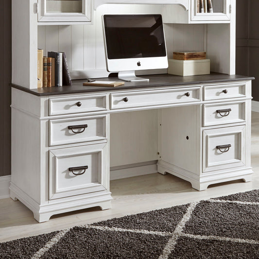 Allyson Park - Jr Executive Credenza Base - Wirebrushed White / Charcoal