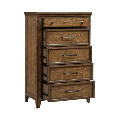 Carolina Park - 5 Drawer Chest - Amber Brown