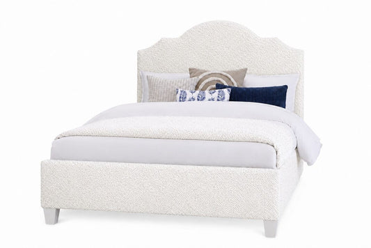 Tide & Timber - Queen Boucle Upholstered Headboard 5/0 - White / Luxe Blue Oak