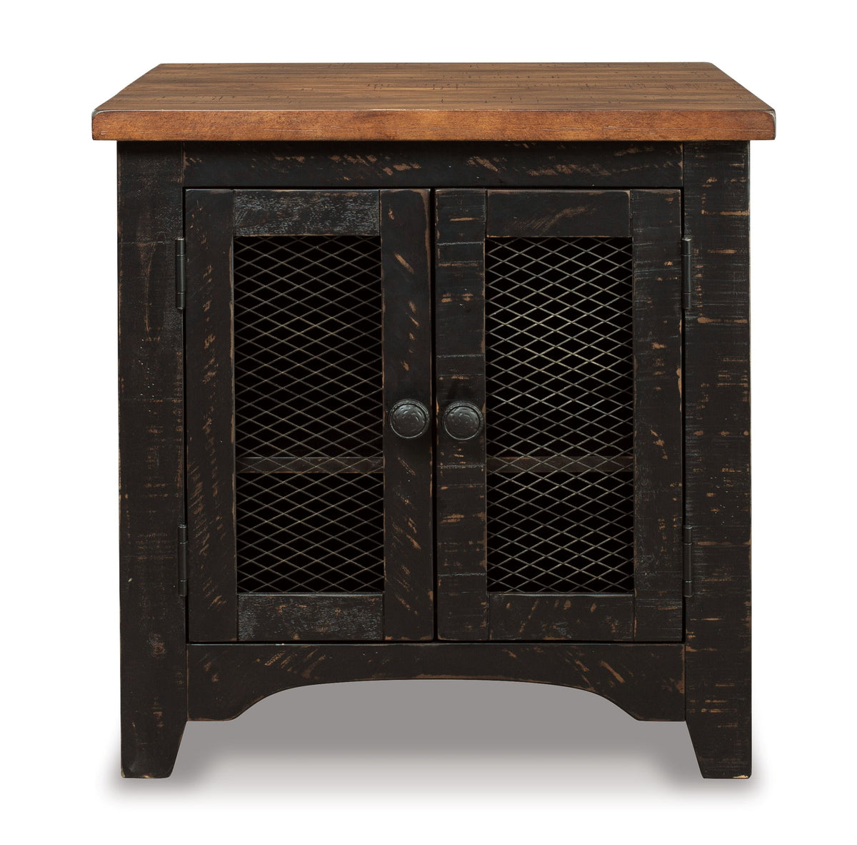 Valebeck - Rectangular End Table - Black / Brown
