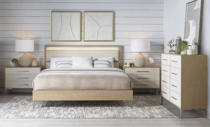 Biscayne - Queen Wood Panel Footboard - Malabar With Alabaster Fronts