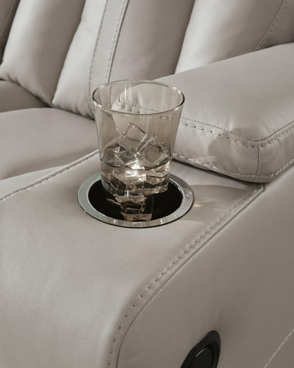 Elevate Edges - Glide Reclining Loveseat With Console - Coin