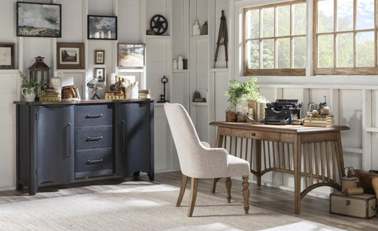 Vintage Market - Spindle Base Writing Desk - Barnwood Oak