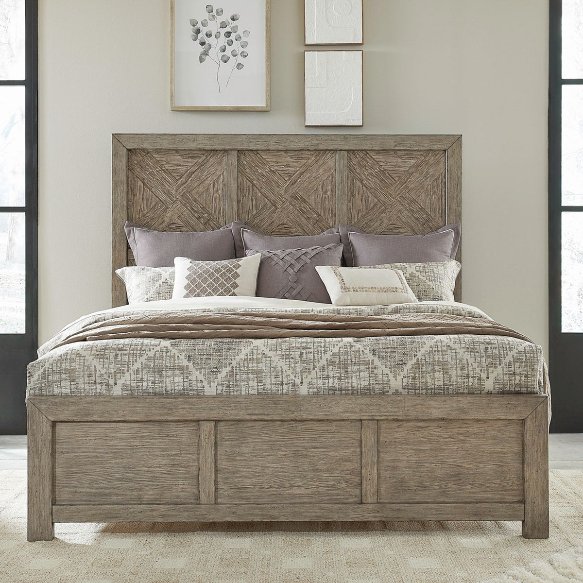 Skyview Lodge - King Panel Bed - Cobblestone