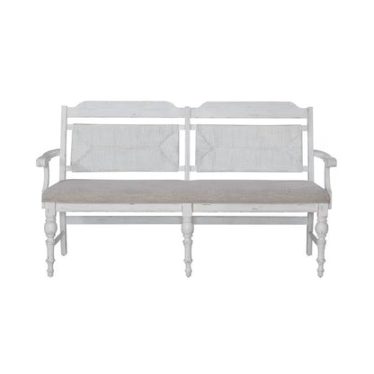 River Place - Panel Back Bench - Riverstone White & Tobacco