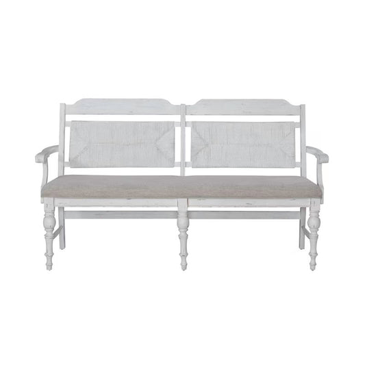 River Place - Panel Back Bench - Riverstone White & Tobacco