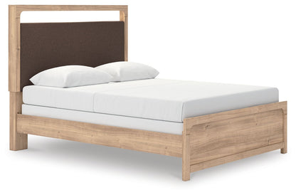 Kinlanni - 4 Pc. - Queen Panel Bed, Dresser, Mirror And Nightstand - Tan