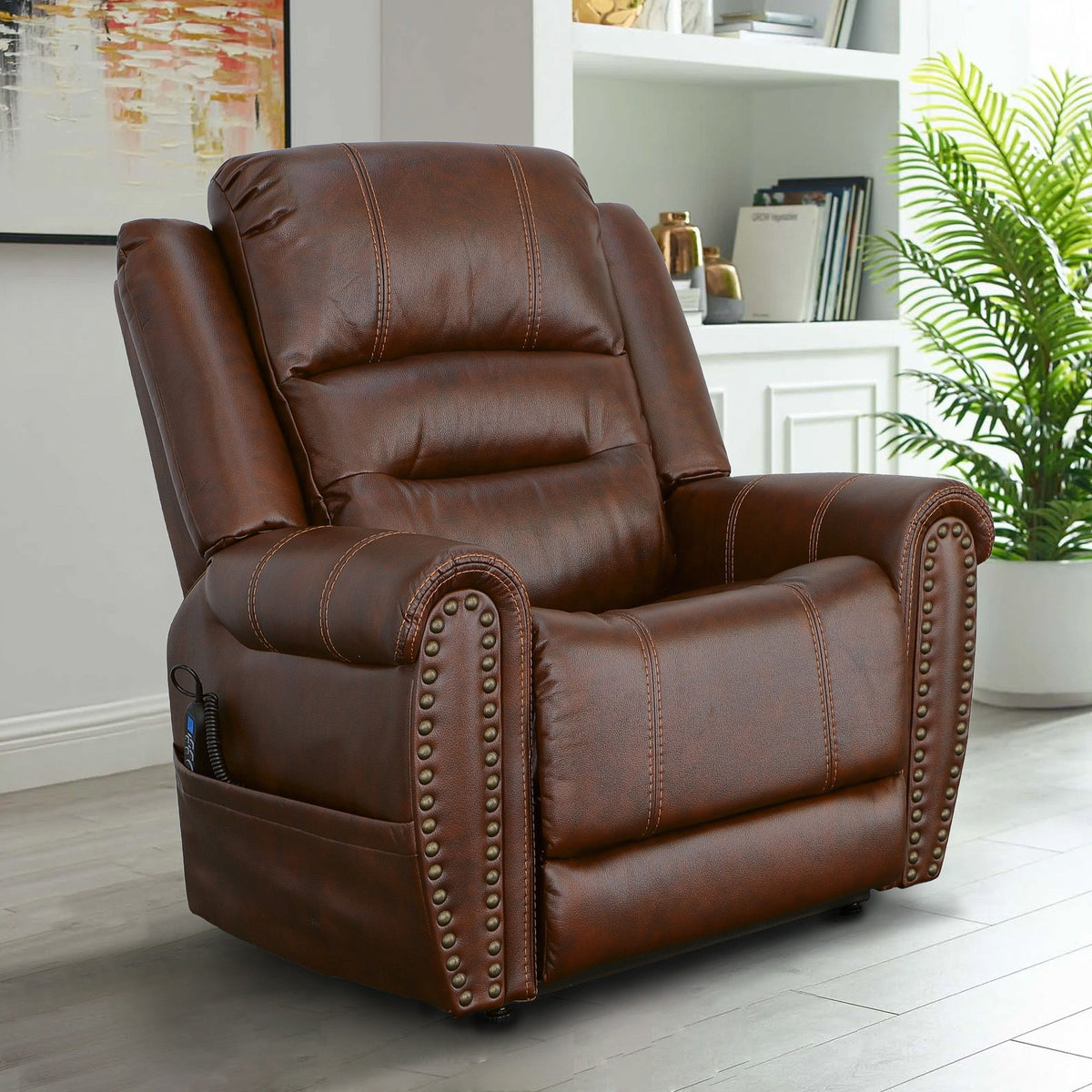 Oscar - Power Lift Recliner With Right-Hand Control & Power Headrest - Grizzly