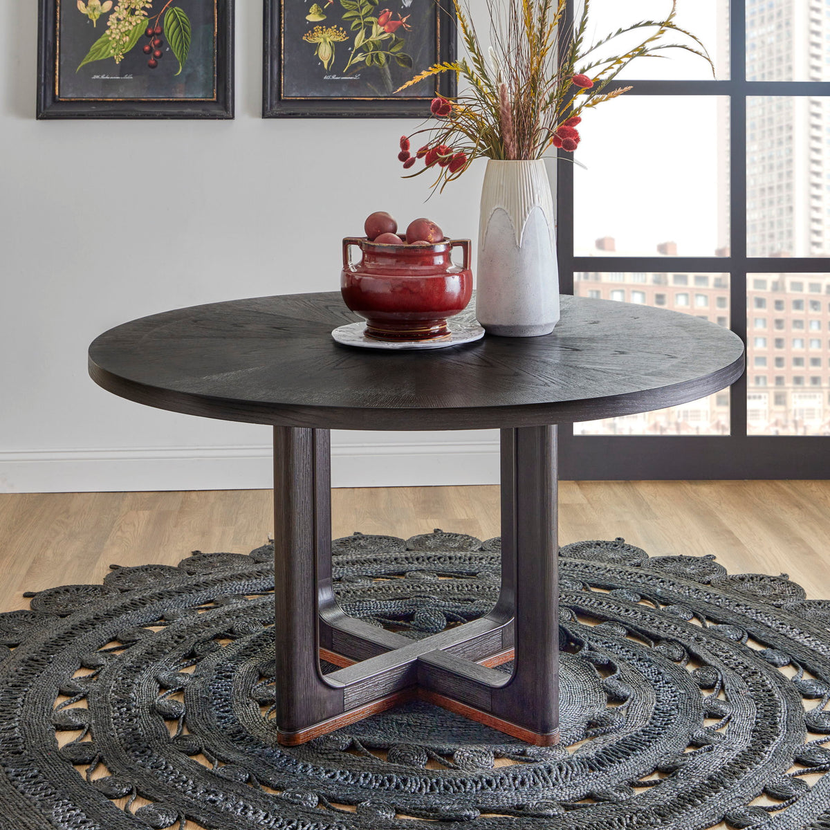 Waterfall - Round Dining Table - Deep Ebony