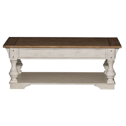Morgan Creek - Cocktail Table - Antique White / Wirebrushed Tobacco Accents