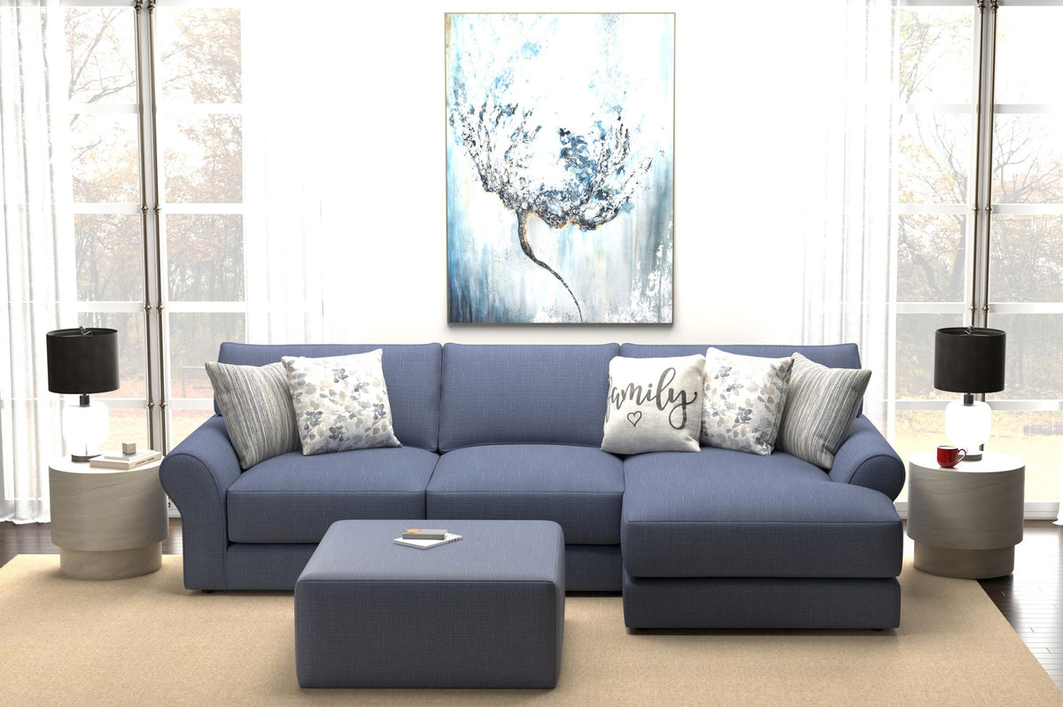 Cape May - Sofa Chaise With Comfort Coil Seating, 41" Cocktail Ottoman And 5 Accent Pillows Included