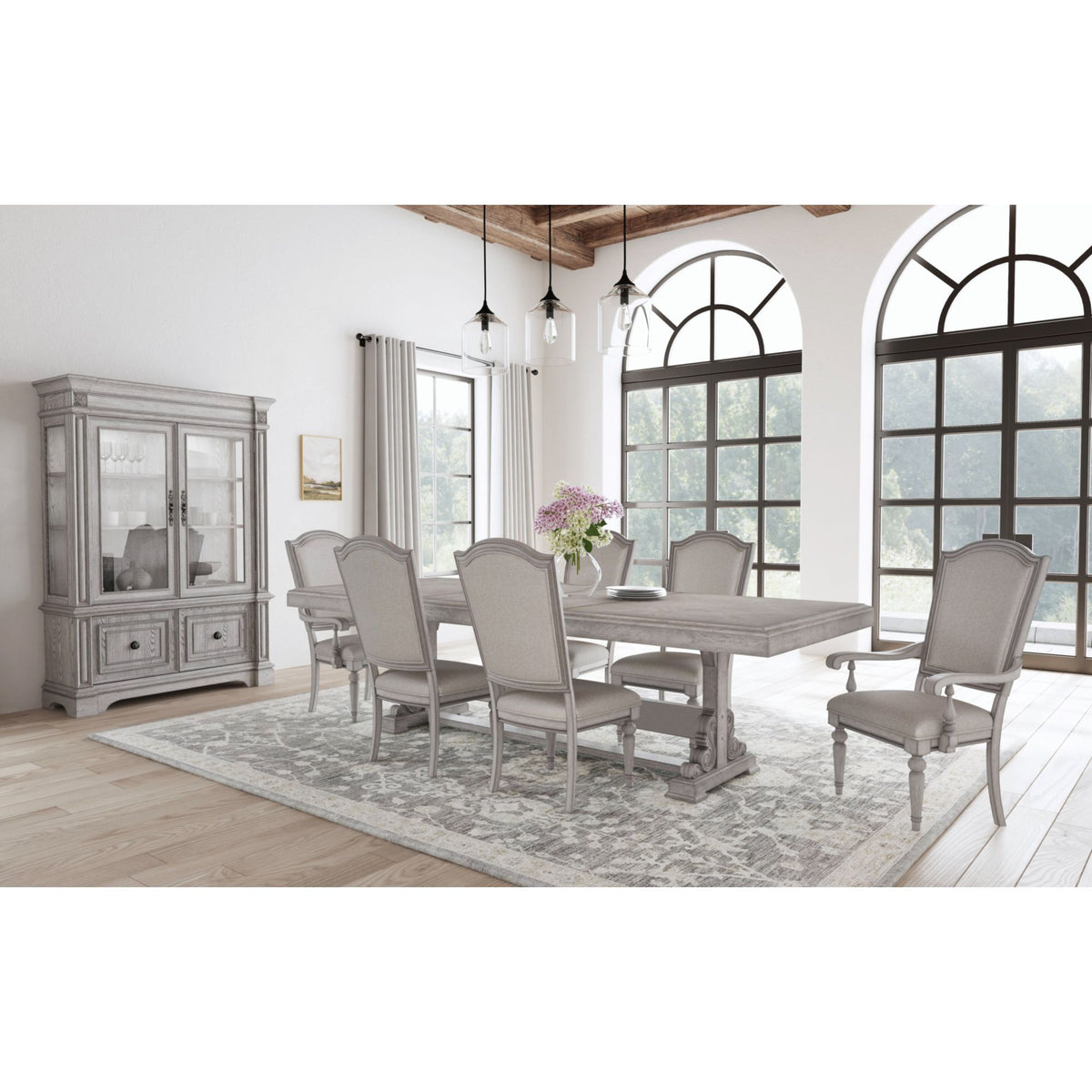 Glenmore - Curio Top With 2 LED Lights - Aged Gray