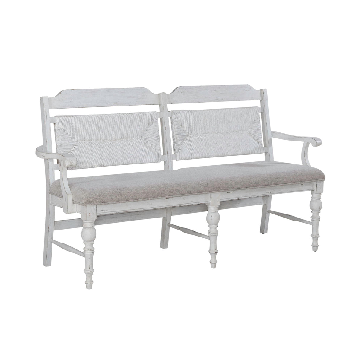 River Place - Panel Back Bench - Riverstone White & Tobacco
