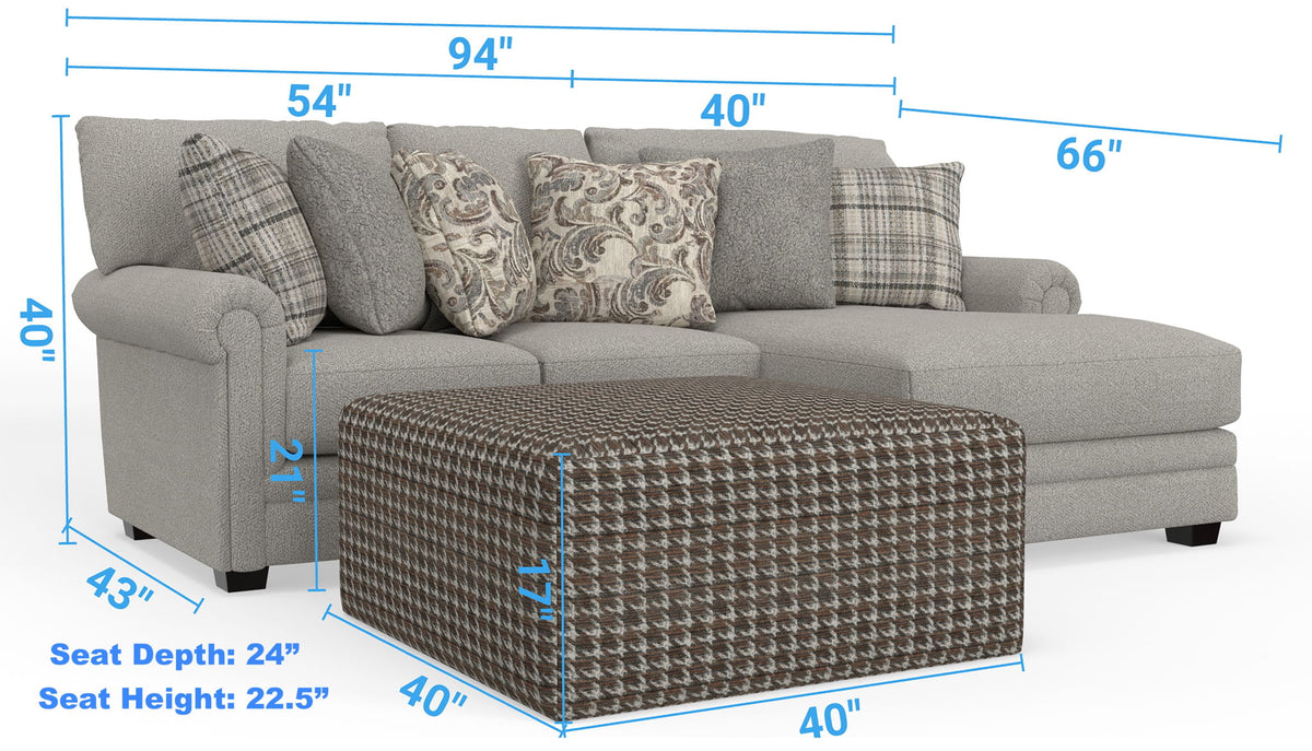 Livingston - Sectional With Comfort Coil Seating, 40" Cocktail Ottoman And Accent Pillows Included