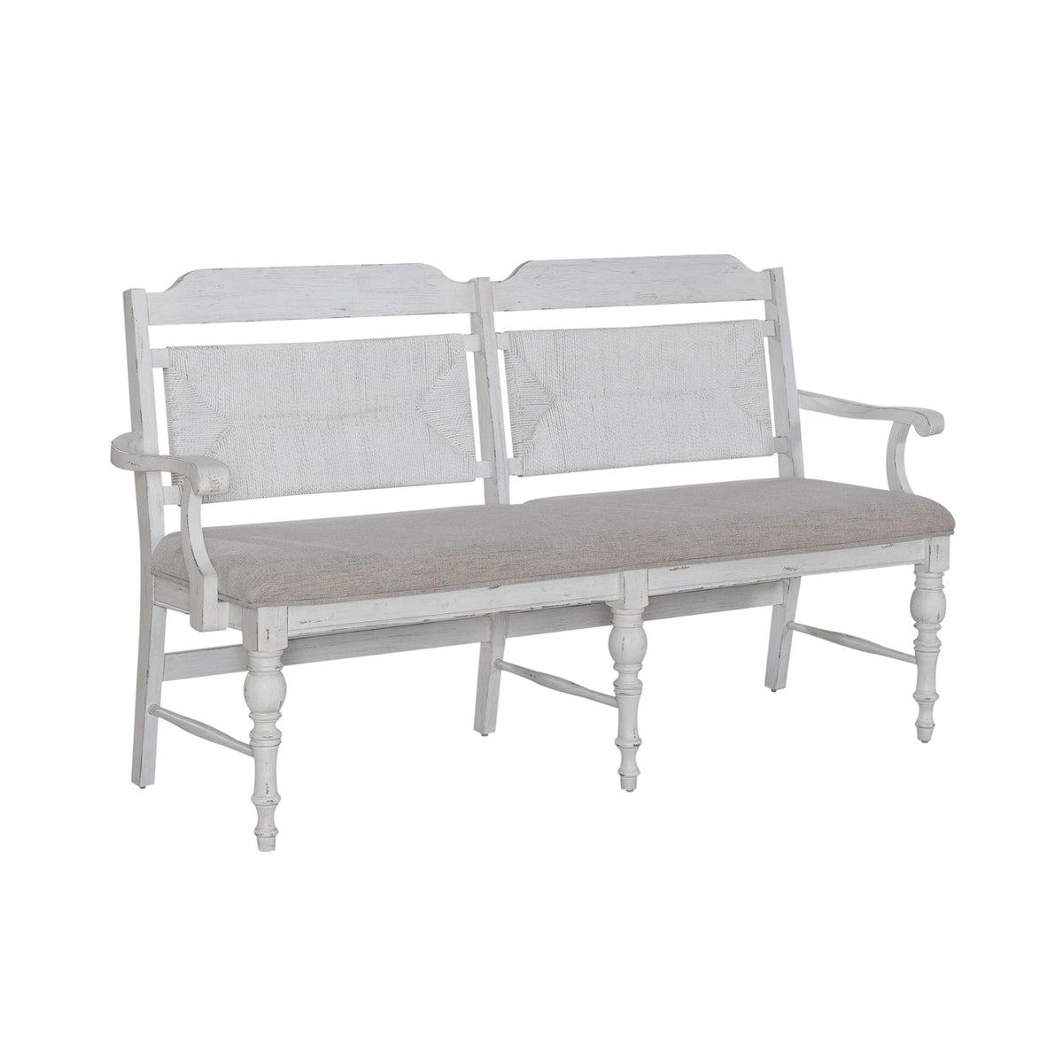 River Place - Panel Back Bench - Riverstone White & Tobacco