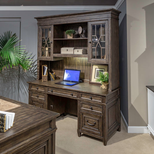Paradise Valley - Credenza & Hutch - Saddle Brown