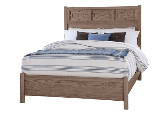 Tide & Timber - Queen Fretwork Panel Headboard - Gray Oak