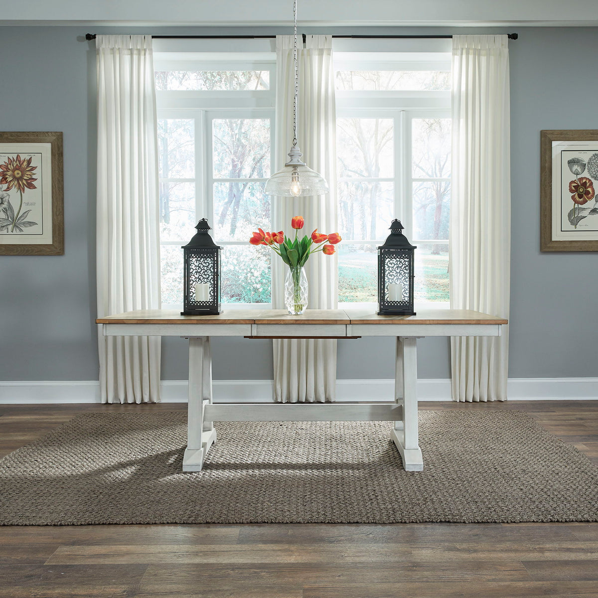 Lindsey Farm - Trestle Table Top - Weathered White & Sandstone