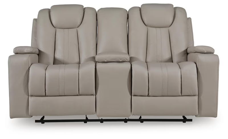 Elevate Edges - Glide Reclining Loveseat With Console - Coin