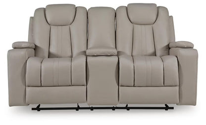Elevate Edges - Glide Reclining Loveseat With Console - Coin