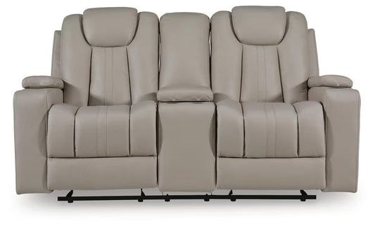 Elevate Edges - Glide Reclining Loveseat With Console - Coin