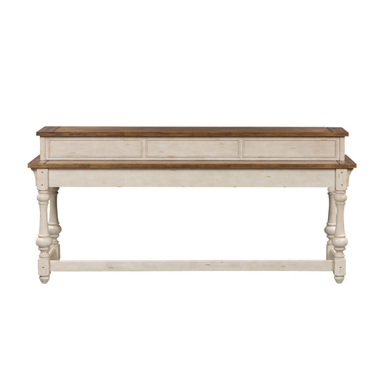 Morgan Creek - Console Bar Table - Antique White / Wirebrushed Tobacco Accents