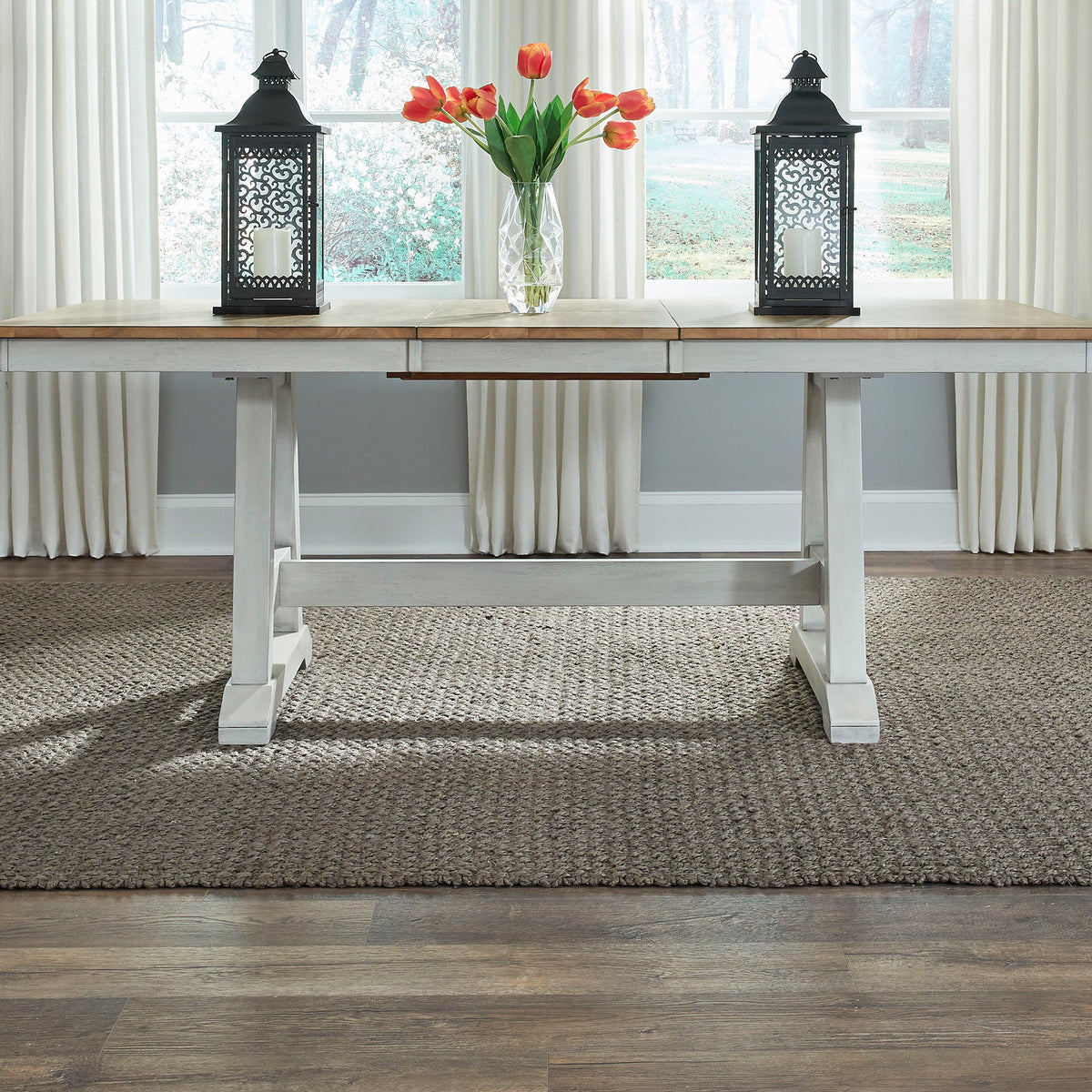 Lindsey Farm - Trestle Table Base - Weathered White & Sandstone