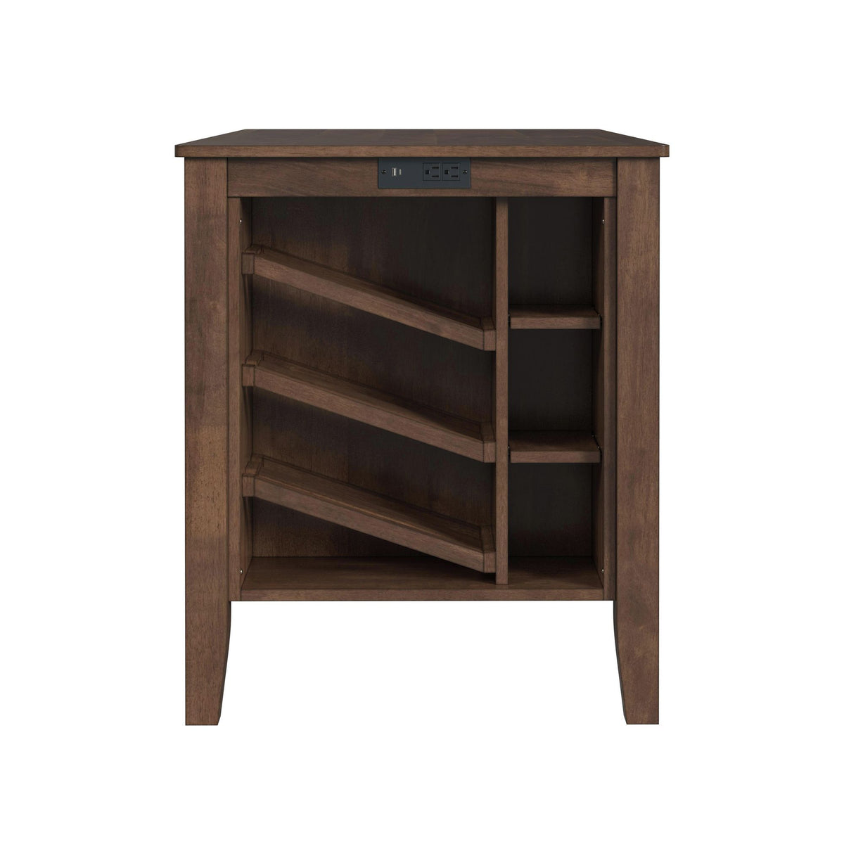 Santa Barbara - Kitchen Island & 2 Counter Stools With Fabric - Walnut / Dark Gray