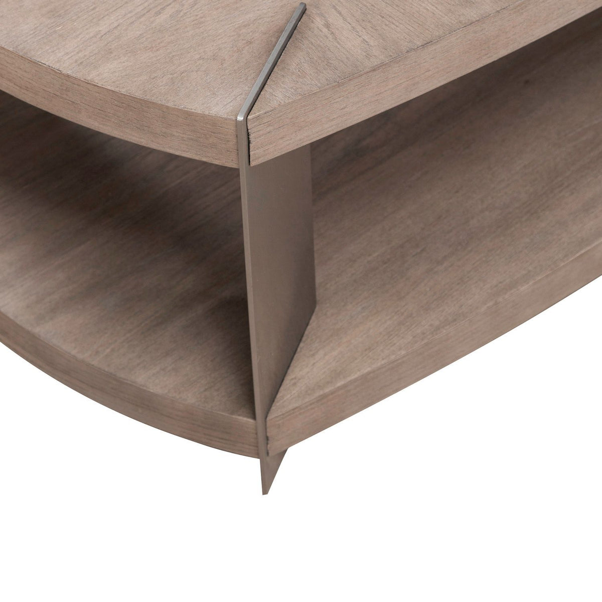 Harlow - Oval Cocktail Table - Sandstone & Satin Nickel