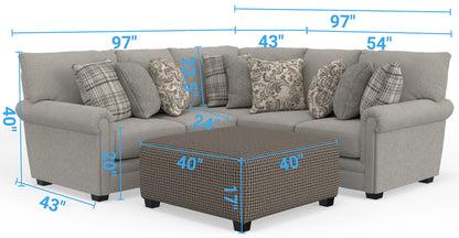 Livingston - Sectional With Comfort Coil Seating, 40" Cocktail Ottoman And Accent Pillows Included