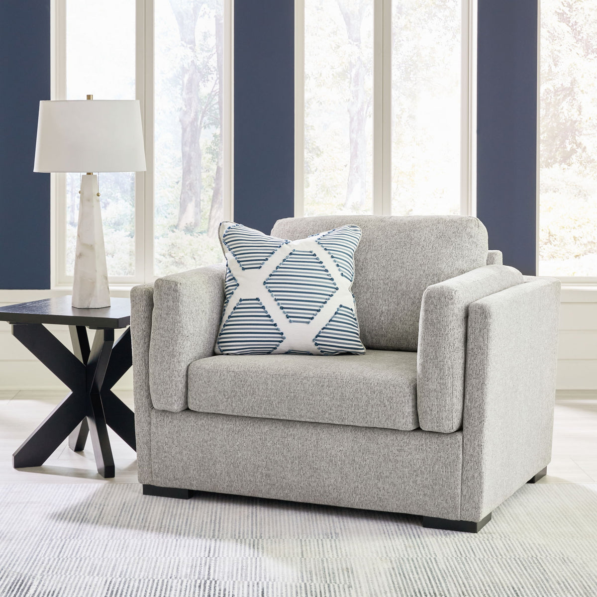 Evansley - 2 Pc. - Chair And A Half, Ottoman - Pewter