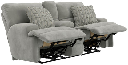 Renaldo - Power Console Loveseat With Zero Gravity Recline - Stone