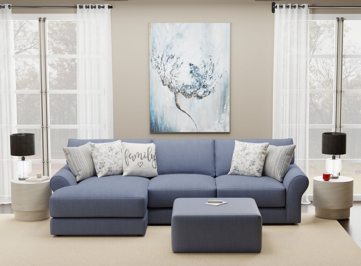 Cape May - Sofa Chaise With Comfort Coil Seating, 41" Cocktail Ottoman And 5 Accent Pillows Included