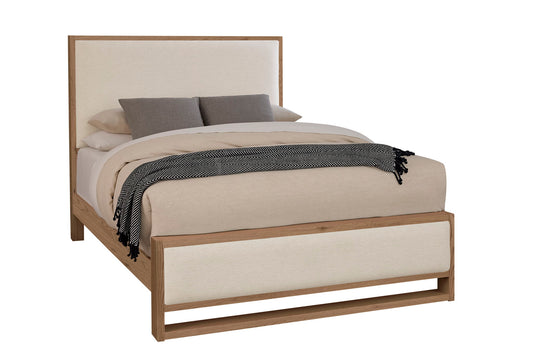 Lodge & Loft - Queen Upholstered Footboard - Ivory Cream / Blond Oak